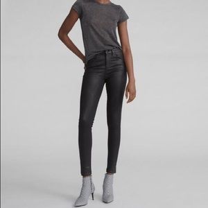 ALL SAINTS Gun Metal Coated Denim Leather Low Rise Jeans Size 24